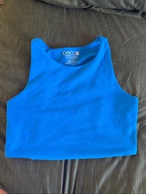 Becco Electric Blue High-Neck Crop Top